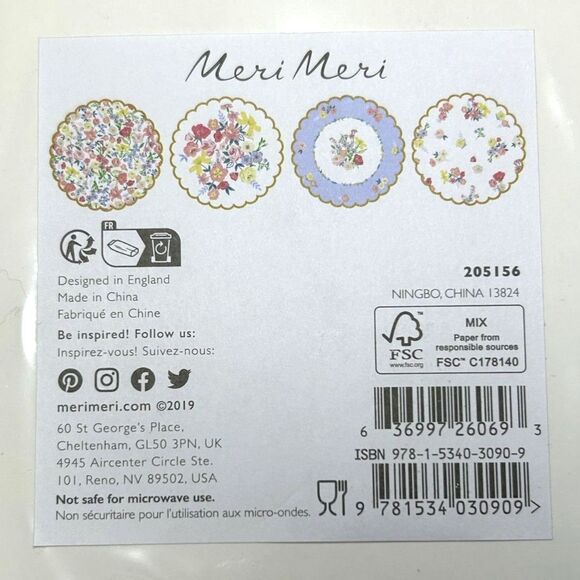 Meri Meri Elegant English Garden Pattern(2) Sets of (8) Paper Plates 10.5"D - Picture 6 of 7